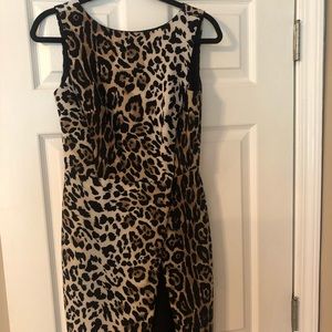 Cato Brown and Black Leopard Dress with Slit